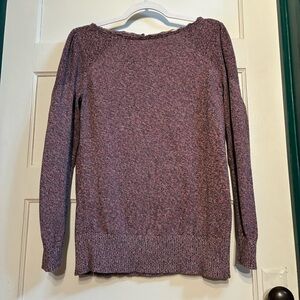 Feminine Scalloped Collar Marled Sweater Keyhole Back 100% Cotton